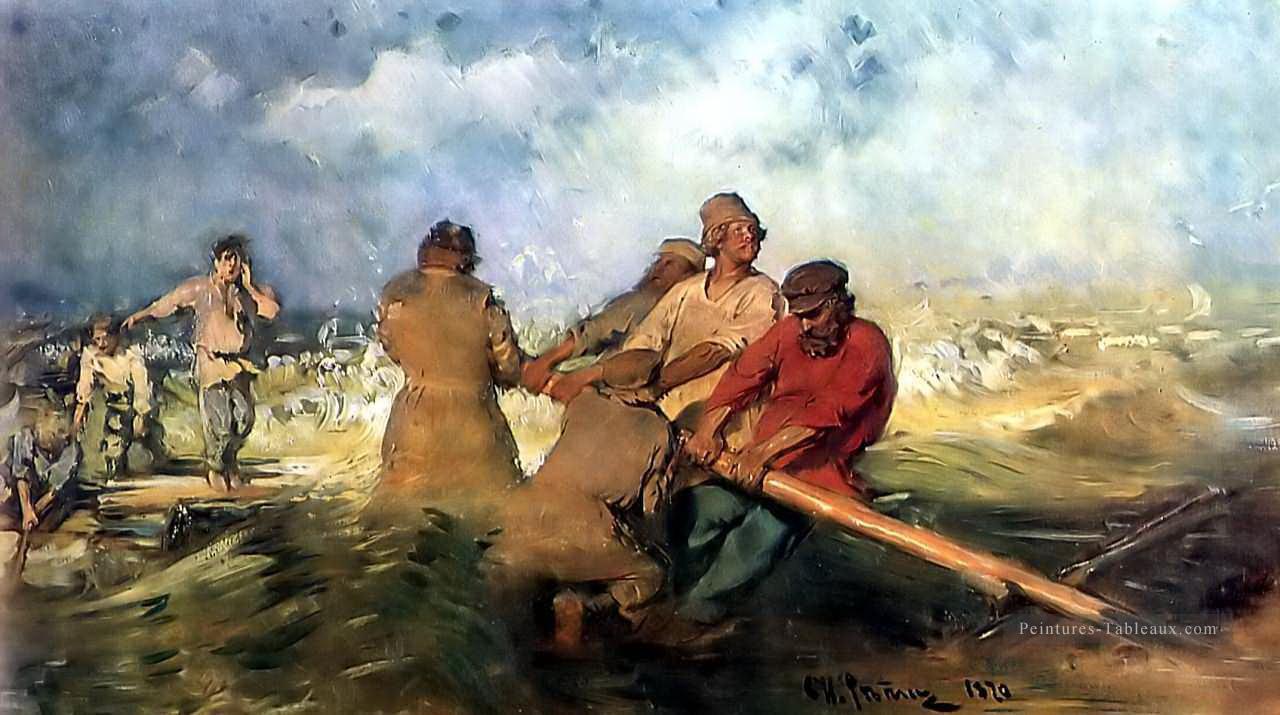 tempête sur le volga 1891 Ilya Repin Peintures à l'huile